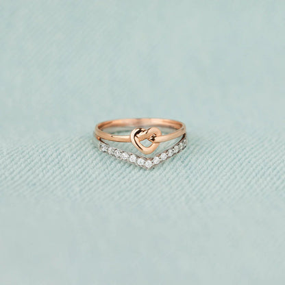 Knotted Heart Shape Inlaid Zircon Ring