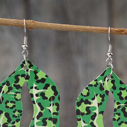 Leopard Lip Shape Leather Earrings