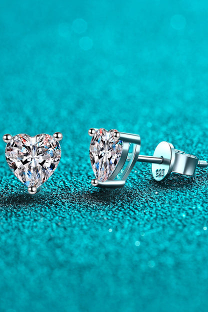 2 Carat Moissanite Heart-Shaped Stud Earrings