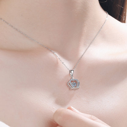 Moissanite Crown 925 Sterling Silver Necklace