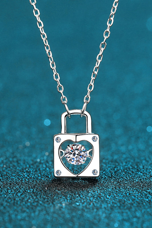 Adored Moissanite Lock Pendant Necklace