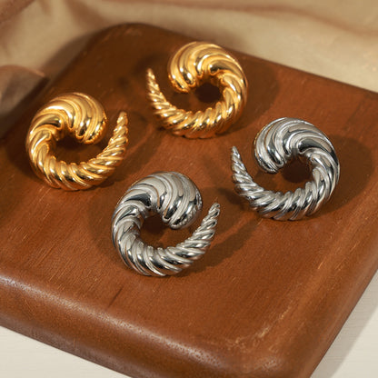 Titanium Steel Spiral Shape Stud Earrings