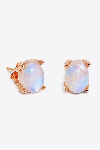 Natural Moonstone 4-Prong Stud Earrings