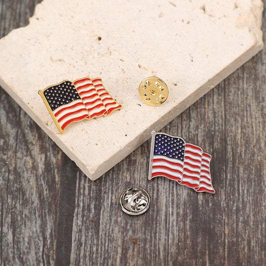 2 Piece Drip Oil US Flag Brooch