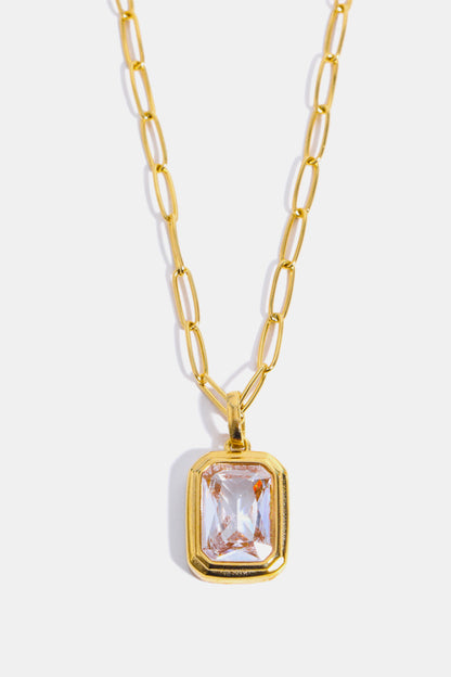 Zircon 18K Gold-Plated Geometrical Shape Pendant Necklace