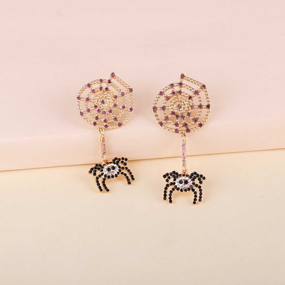 Spider Rhinestone Alloy Earrings