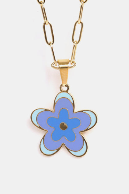 Flower Pendant Stainless Steel Necklace