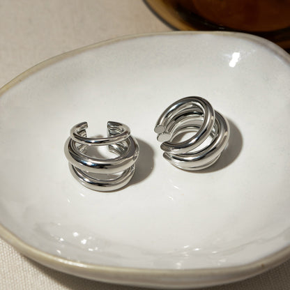 Stainless Steel Layered Cuff Earrings