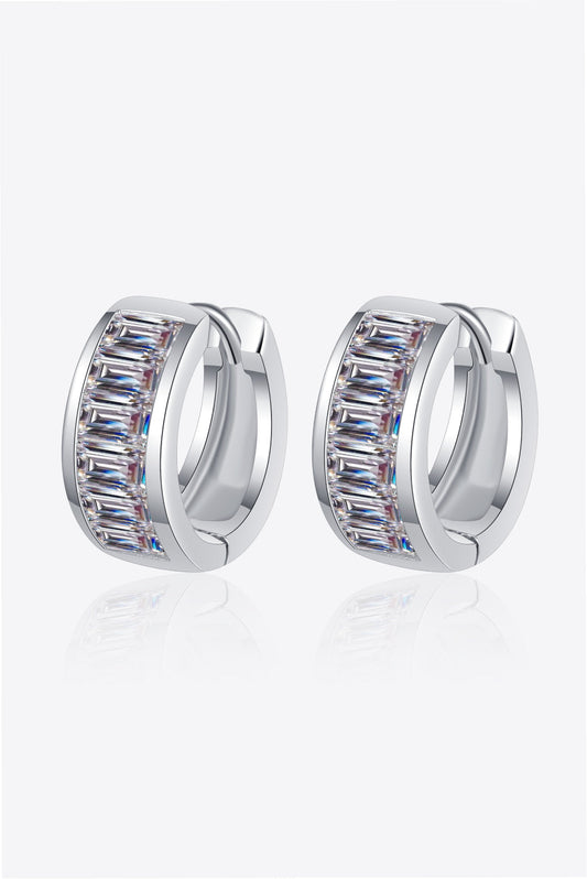 1.8 Carat Moissanite 925 Sterling Silver Huggie Earrings