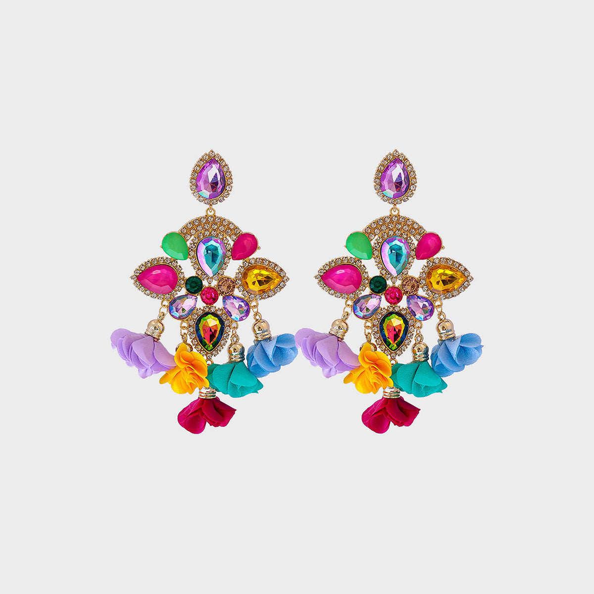 Flower Shape Rhinestone Alloy Dangle Earrings