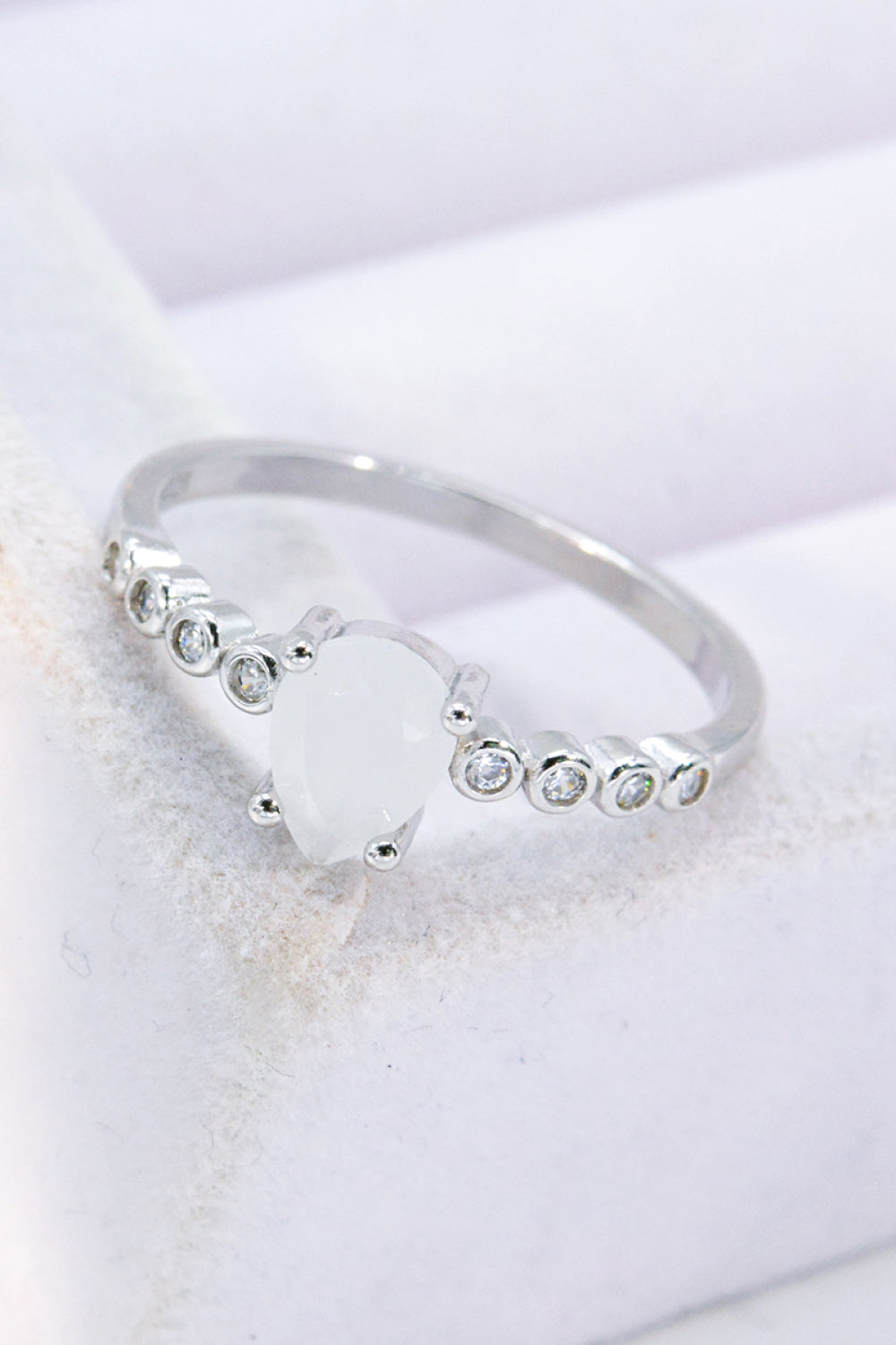 Teardrop Natural Moonstone Ring