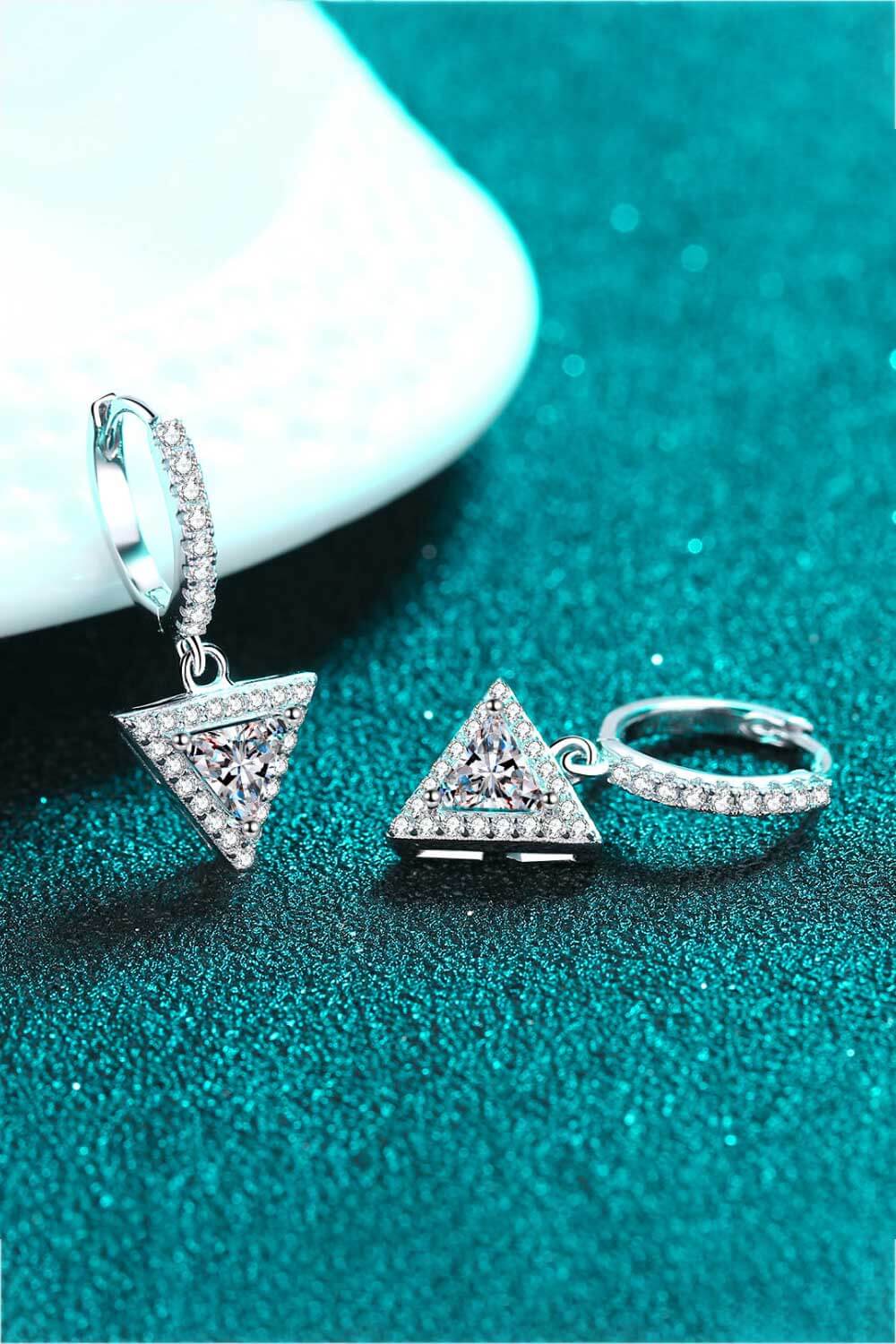 Moissanite Triangle Drop Earrings