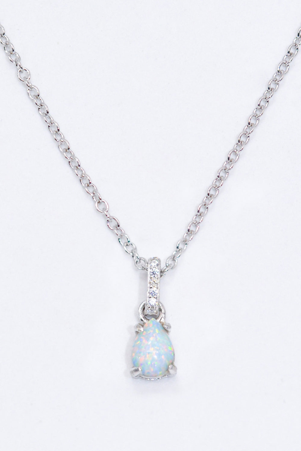 Opal Pendant 925 Sterling Silver Chain-Link Necklace