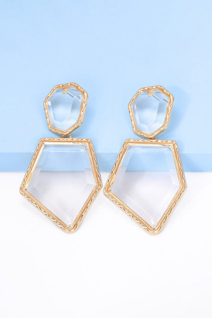 Geometrical Shape Zinc Alloy Frame Resin Dangle Earrings