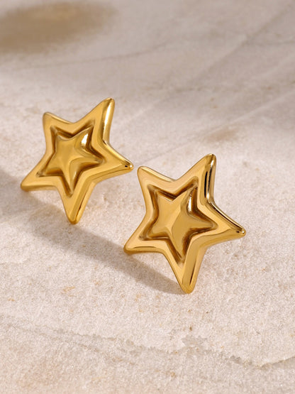 Stainless Steel Star Stud Earrings