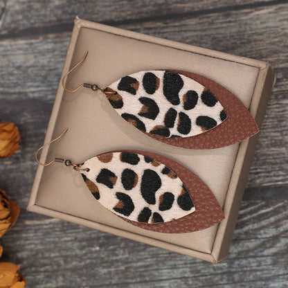 Leaf Shape Leather Dangle Earrings