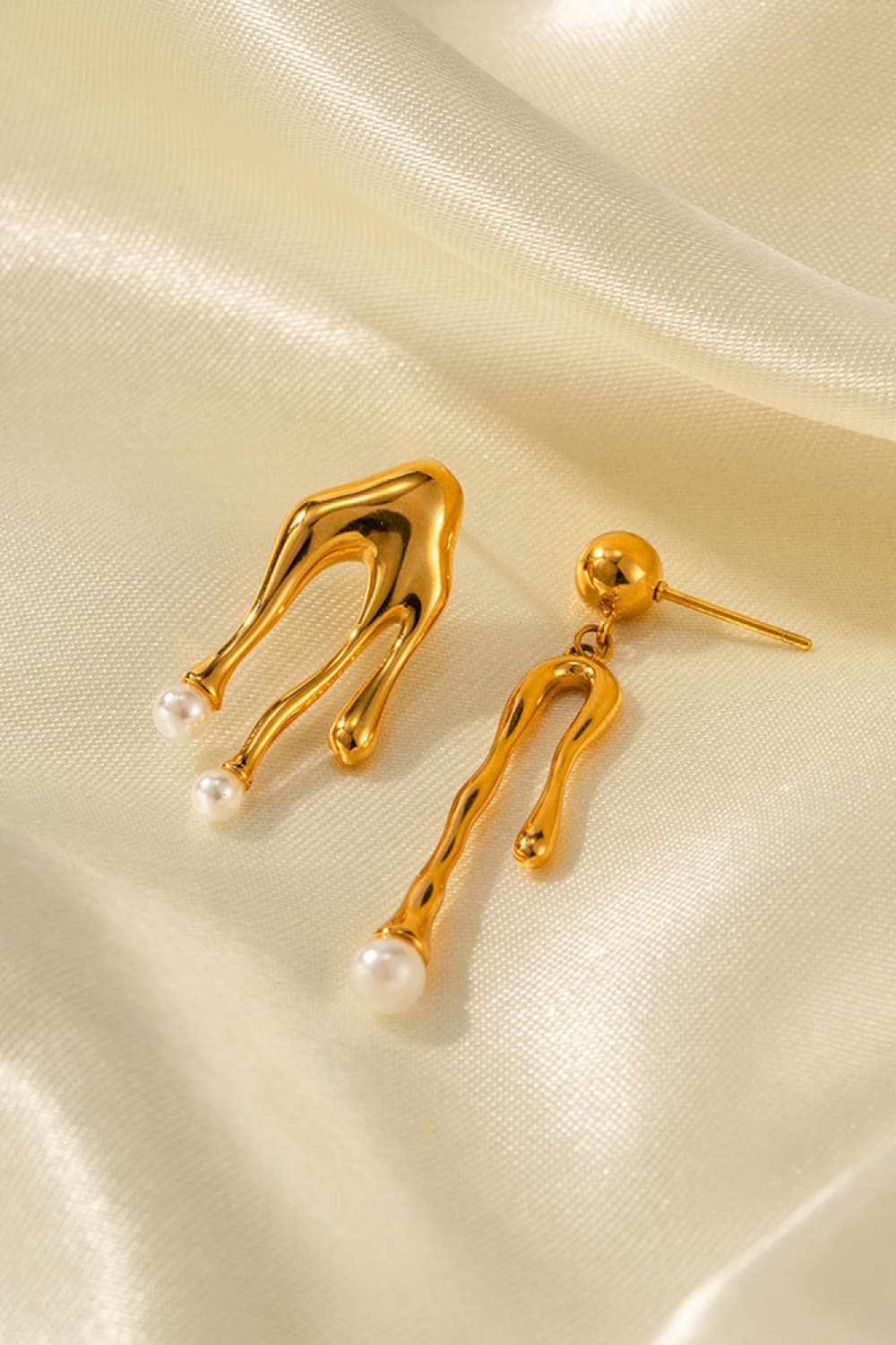 Synthetic Pearl 18K Gold-Plated Dangle Earrings