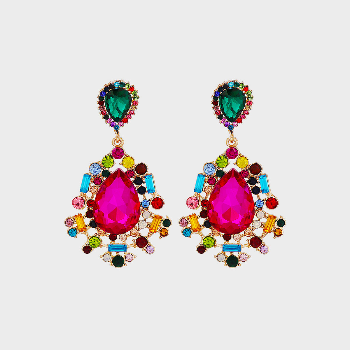 Teardrop Shape Rhinestone Alloy Dangle Earrings