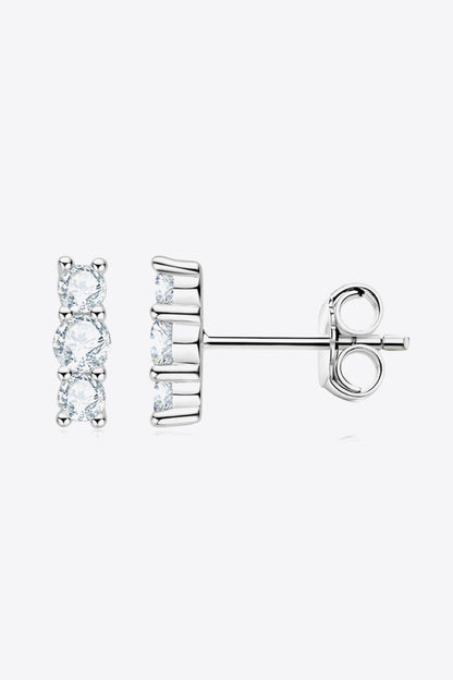 Heartbeat Rhythm 925 Sterling Silver Moissanite Stud Earrings