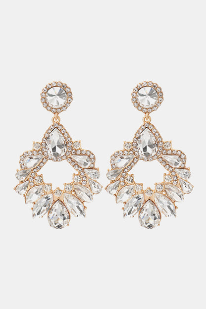 Zinc Alloy Frame Glass Stone Dangle Earrings