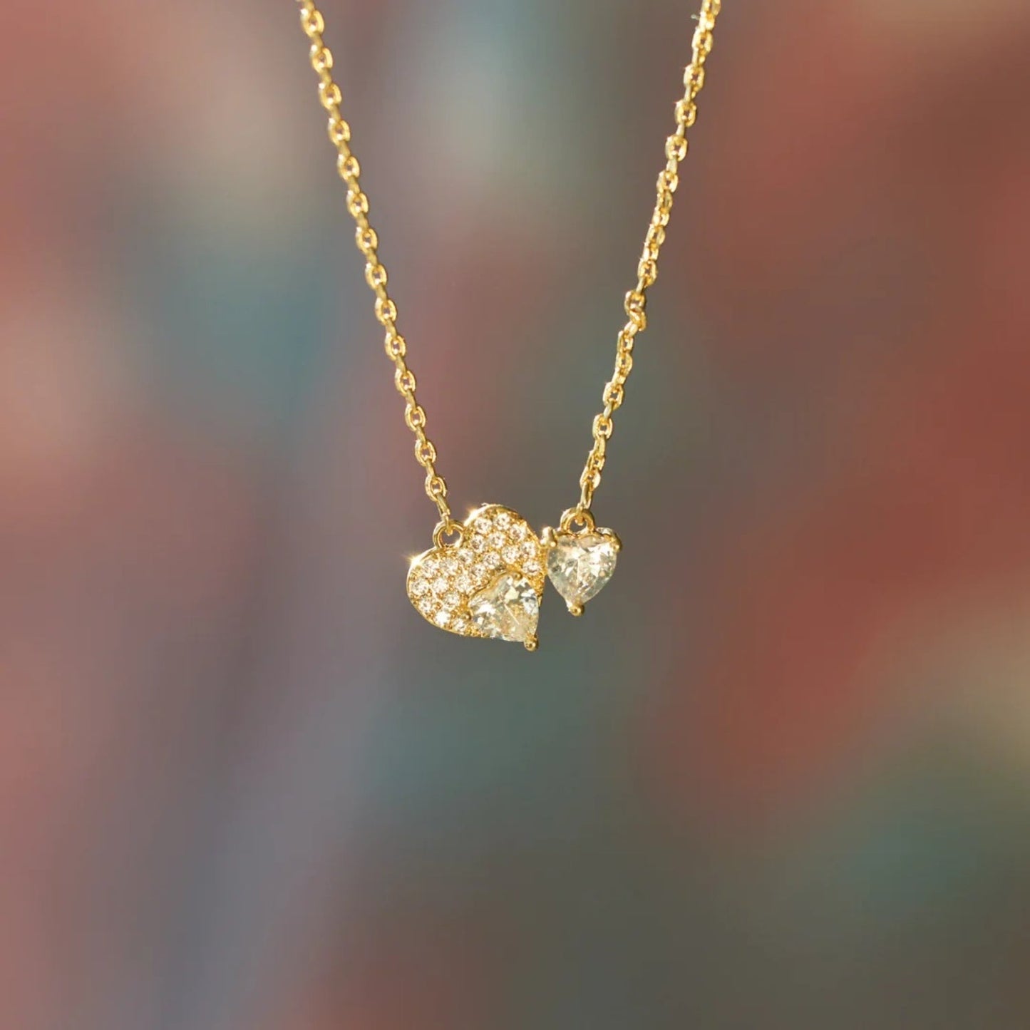 18K Gold-Plated 925 Sterling Silver Zircon Heart Necklace