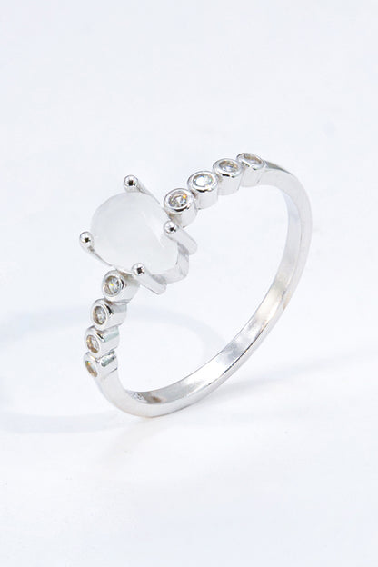 Teardrop Natural Moonstone Ring