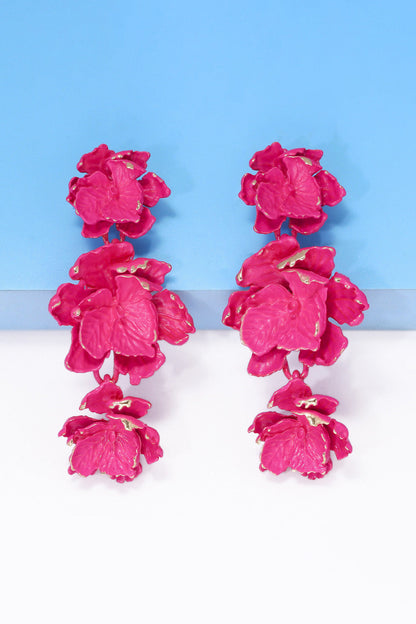 Flower Shape Zinc Alloy Dangle Earrings