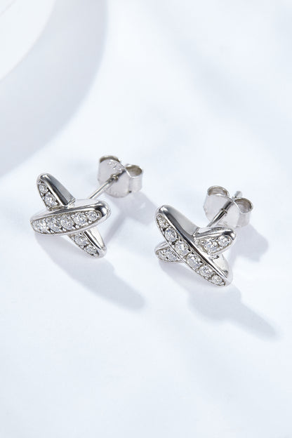 925 Sterling Silver X-Shape Moissanite Earrings