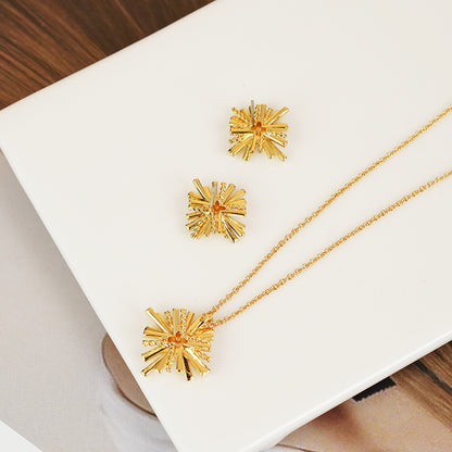 Starburst Gold-Plated Earrings and Necklace Set