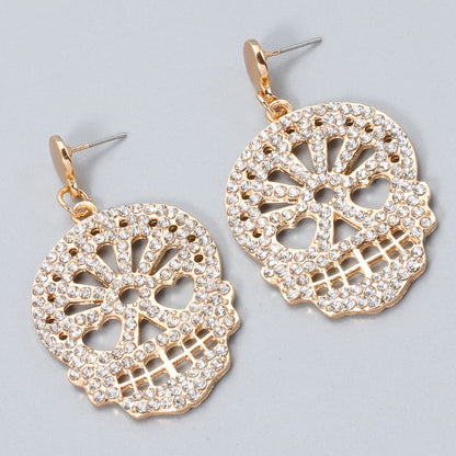 Skull Rhinestone Alloy Earrings