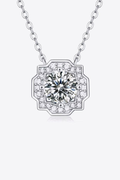 1 Carat Moissanite Flower Shape Pendant Chain Necklace