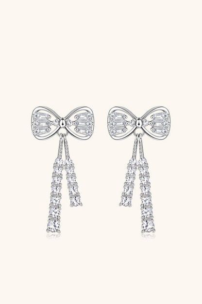 1.12 Carat Moissanite 925 Sterling Silver Bow Earrings