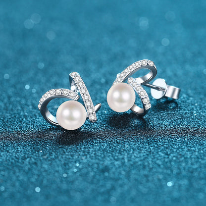 Pearl Moissanite 925 Sterling Silver Earrings