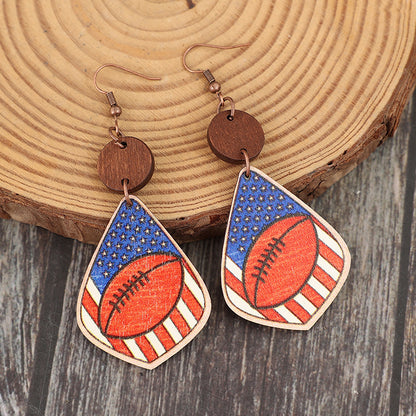 Printed Wooden Dangle Earrings