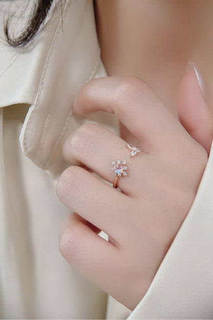 Moonstone 18K Rose Gold-Plated Open Ring