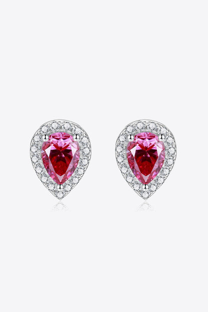 2 Carat Moissanite Teardrop Stud Earrings in Rose