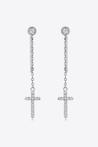 Moissanite 925 Sterling Silver Cross Earrings