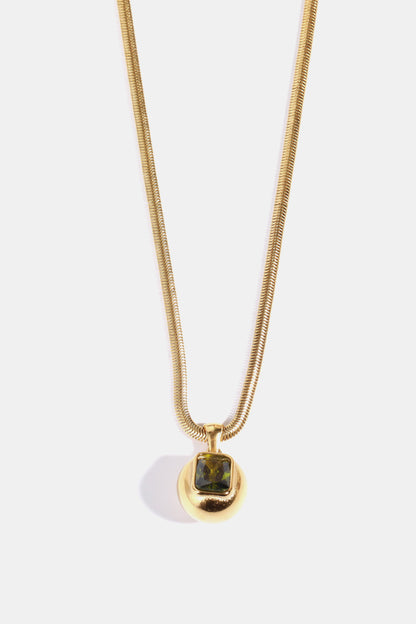 Zircon 18K Gold-Plated Geometrical Shape Pendant Necklace